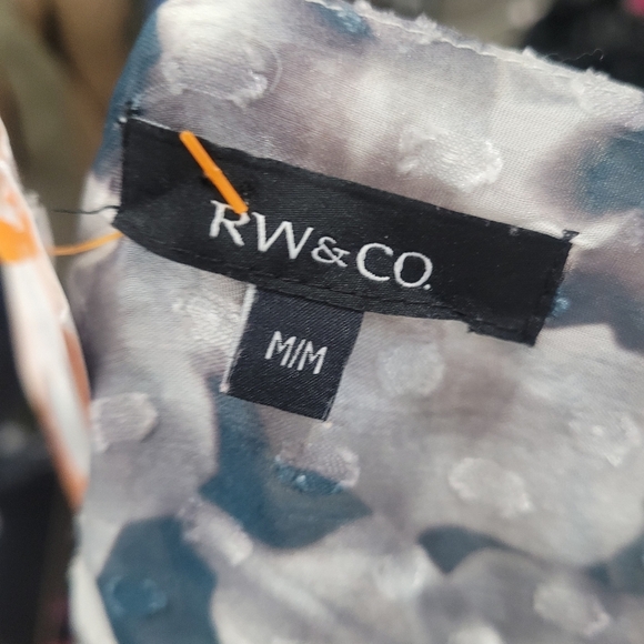 RW&CO Women's Blue and Gray Patterned Top - Picture 4 of 7